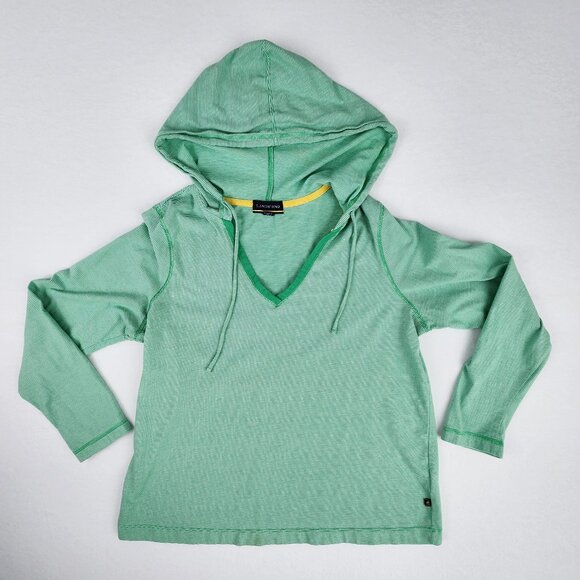 Lands' End Other - Lands End Kids Hooded Shirt Size XL Green White Stripes